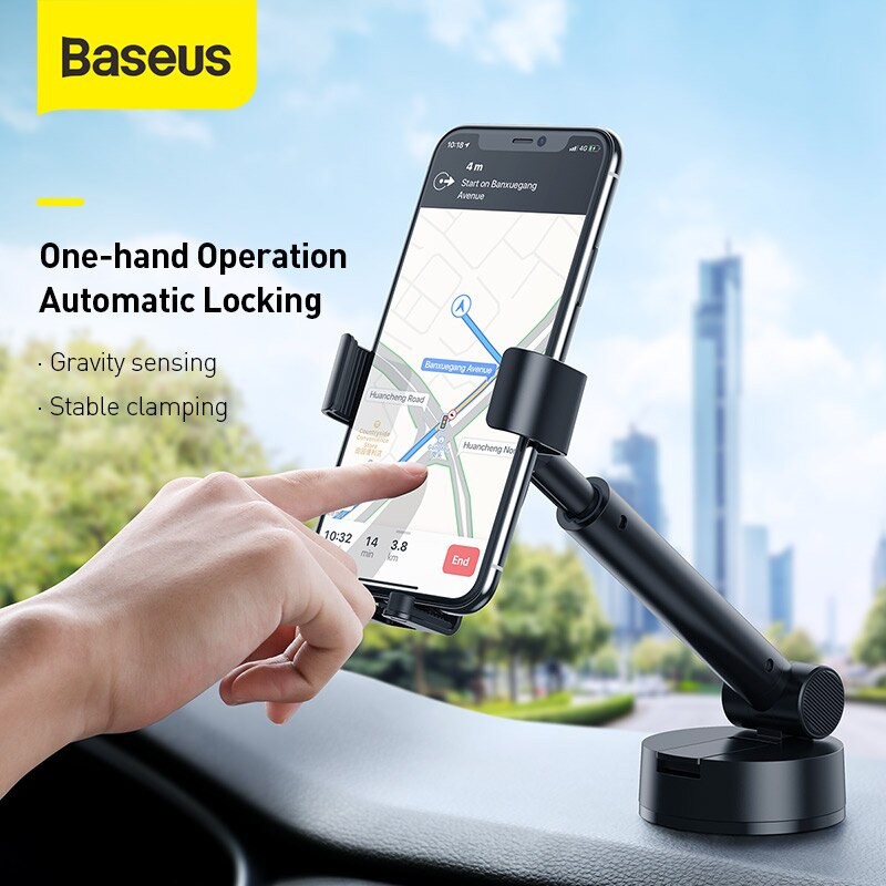 Giá Đỡ Kẹp Điện Thoại Trên Ô Tô Baseus Simplism Điều Chỉnh 180 Độ Cố Định Bằng Áp Suất Khí