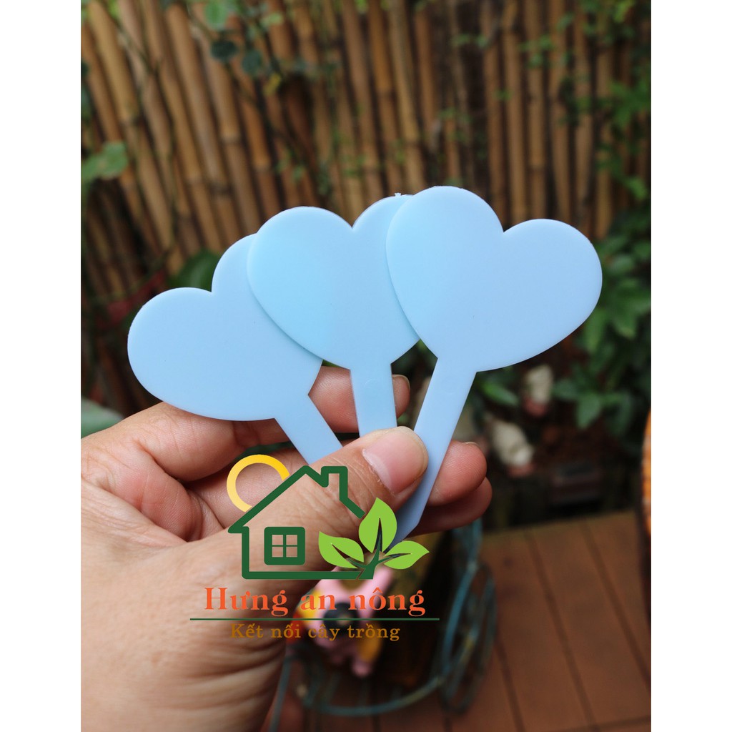 50/100 thẻ cắm name tag hình trái tim nhựa PP cao cấp dùng ghi nhớ tên giống cây size 4.6x8.2cmx10cm