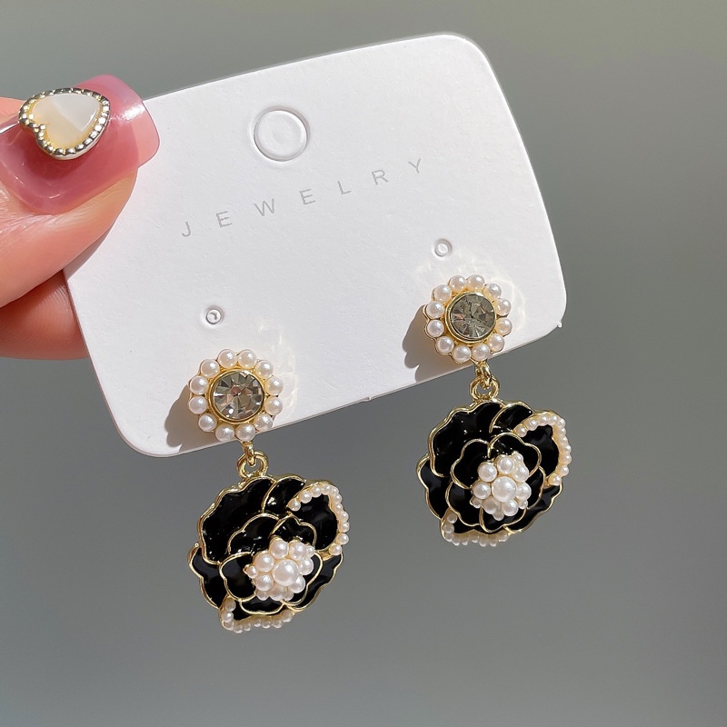 Hoa Tai Hình Hoa Hồng Đính Đá Phong Cách Vintage Thời Trang Cho Nữ