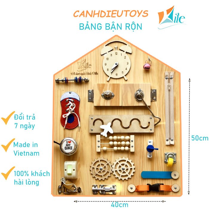Bảng bận rộn hình ngôi nhà, chất liệu cao cấp, thiết kế sinh động, màu sắc tươi sáng, phát triển vận động tinh
