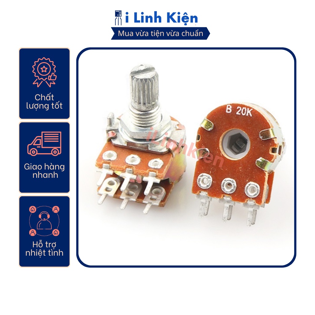 Chiết áp đôi 500K 100K 50K 20K 10K 5K 2K 1K WH148-B100K 15mm