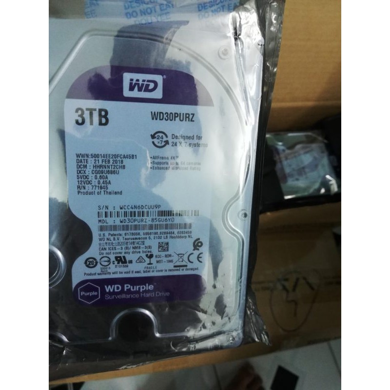 HDD 𝓕𝓡𝓔𝓔𝓢𝓗𝓘𝓟 Ổ CỨNG HDD PC WesternDigital 3TB Purple (Chuyên Camera) - BH 24 THÁNG SPTECH COMPUTER