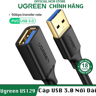 Dây nối dài USB 3.0 mạ vàng, dài từ 1-3m UGREEN US129 hỗ trợ tốc độ tải lên đến 5Gbps - BH 18T Đổi Mới