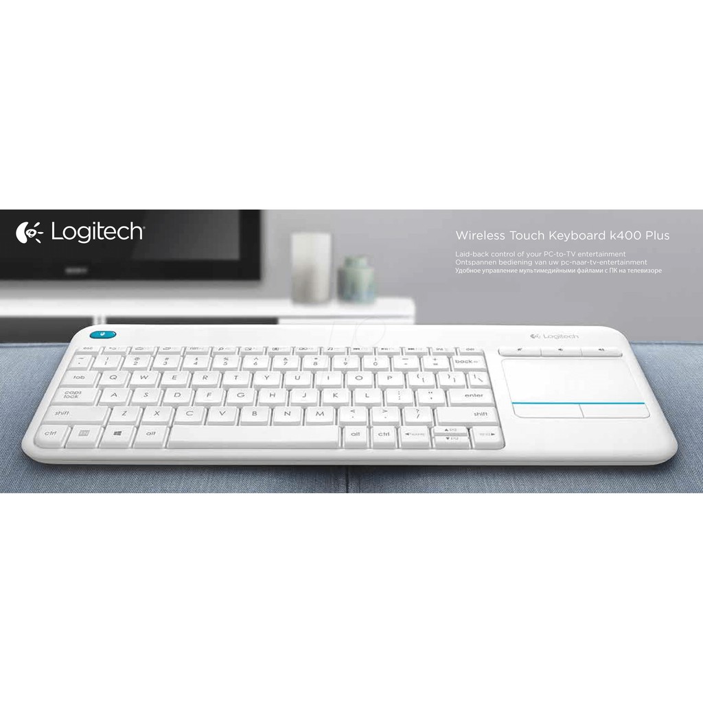 Bàn Phím Không Dây Logitech K400 Plus Tích Hợp Cảm Ứng Tiện Lợi - Điều Khiển TV Thông Minh - Hàng Chính Hãng