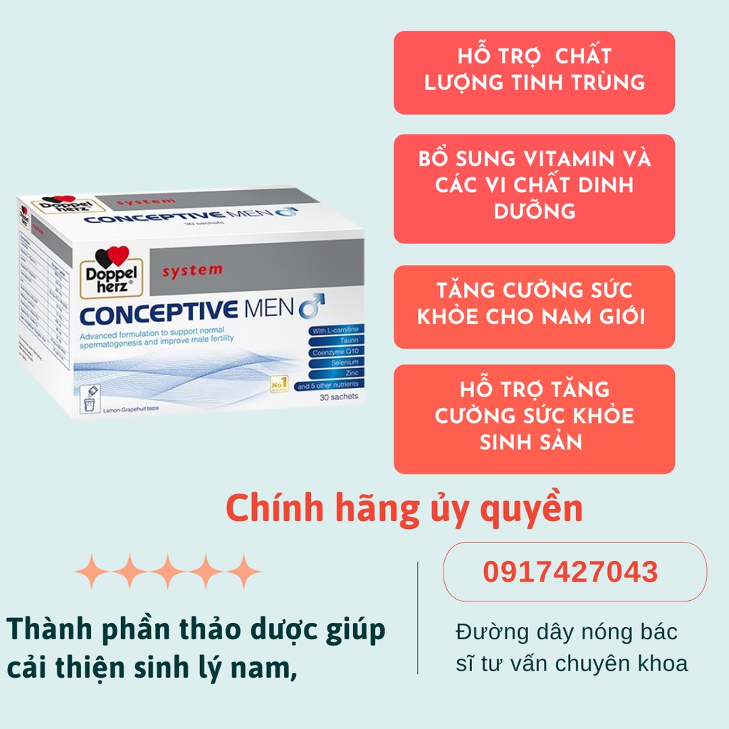 [Mã 1010FMCGSALE giảm 5% đơn 500K] Viên uống CONCEPTIVE MEN thành phần thảo dược giúp cải thiện sinh sản ở nam giới