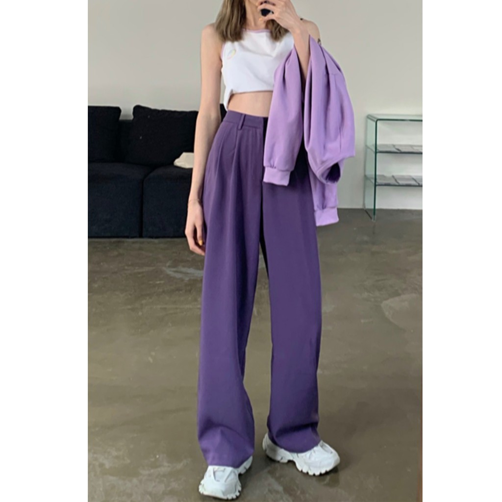 (Order) Quần ống rộng tím Ulzzang basic