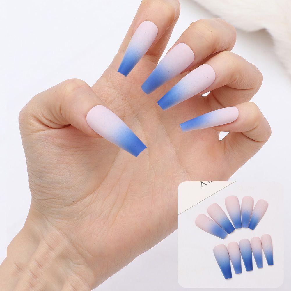 Móng Tay Giả Múa Ba Lê Dài Hình Chữ T Màu Gradient Làm Đẹp