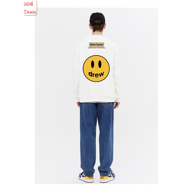 Áo nỉ Drew House mặt cười sweater unisex Form rộng Free Size 2 màu đen trắng