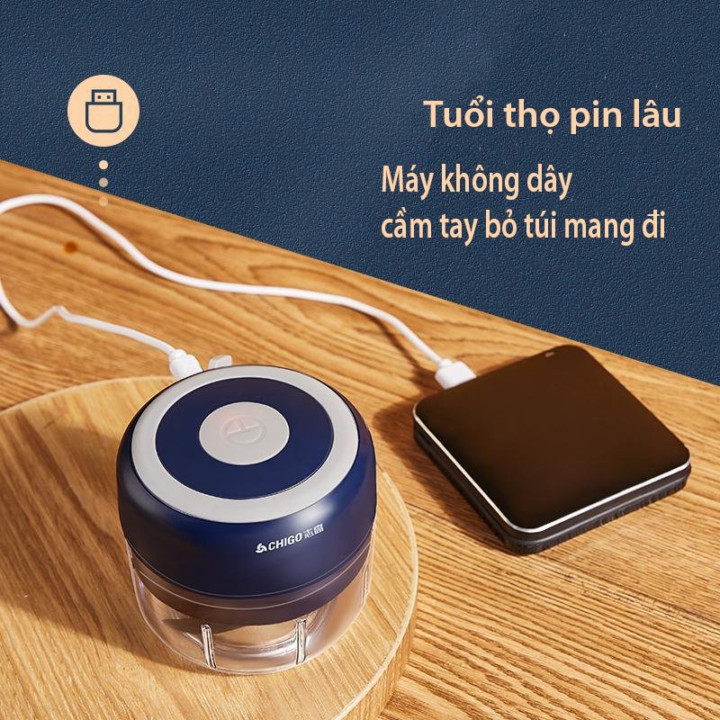 [Mã ELHADEV giảm 4% đơn 300K] Máy xay mini cầm tay CHIGO, Xay thịt, ớt, hành, rau củ quả cầm tay 100-250ml