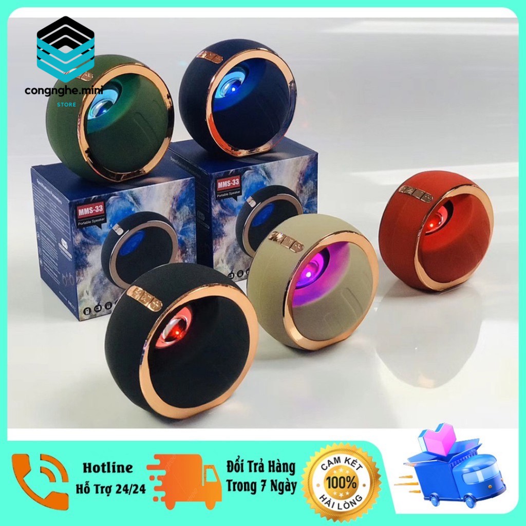 Loa Bluetooth Mini MMS-33 Âm Thanh Cực Đỉnh, Pin Trâu, Đèn LED RGB Nhấp Nháy