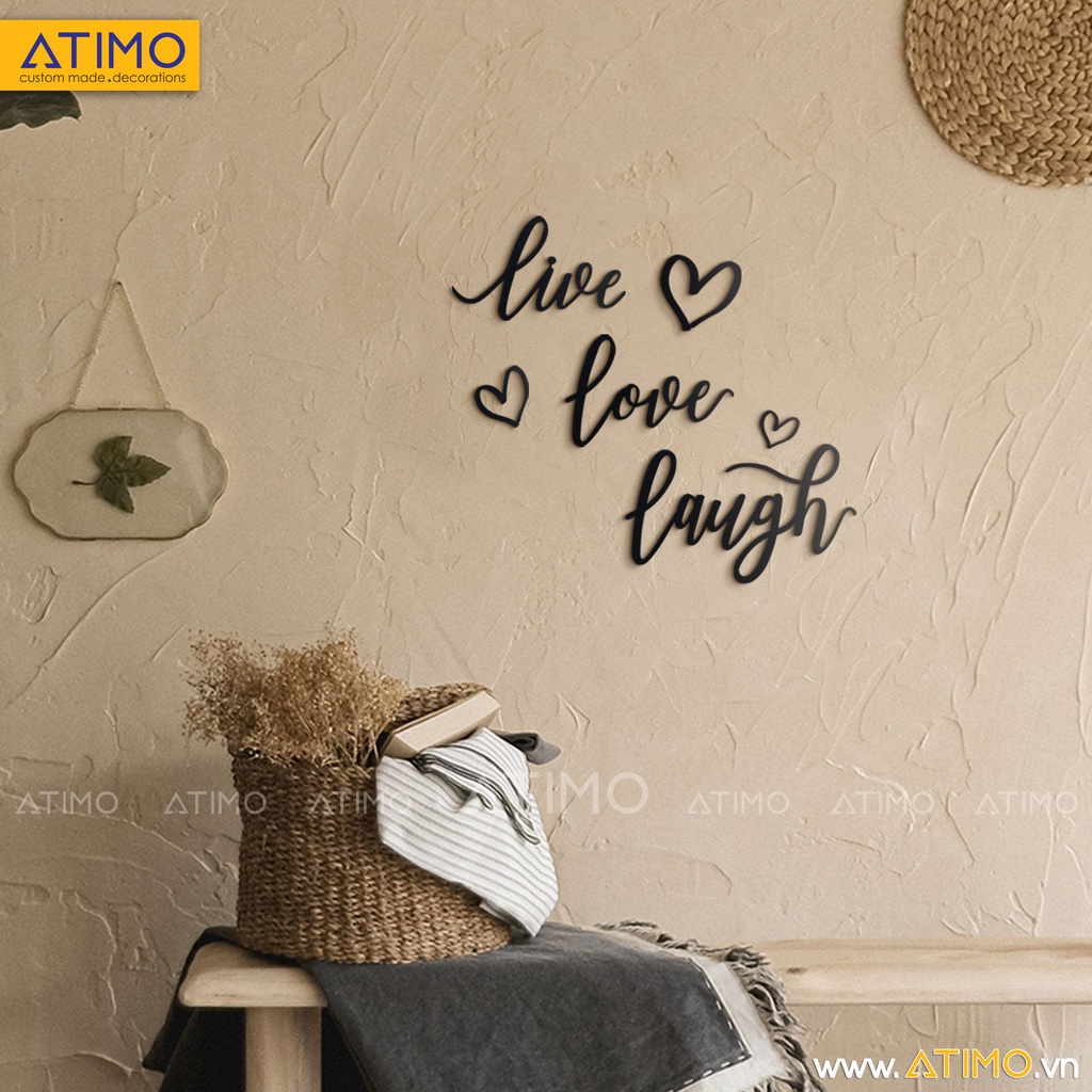 Chữ Gỗ, Mica nổi Trang Trí treo tường LIVE LOVE LAUGH trang trí trong nhà, quán cafe, văn phòng, dễ dàng dán