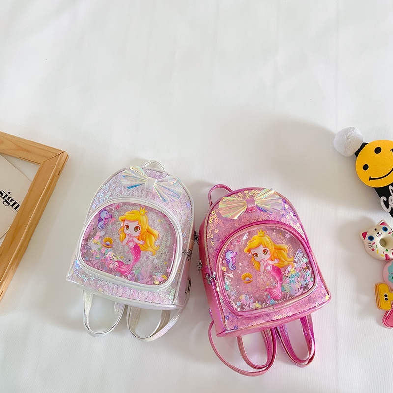 Ba Lô  Nàng Tiên  Cá  Mini Đính Kim Sa Lấp Lánh Thời Trang Cho Bé Gá Ko