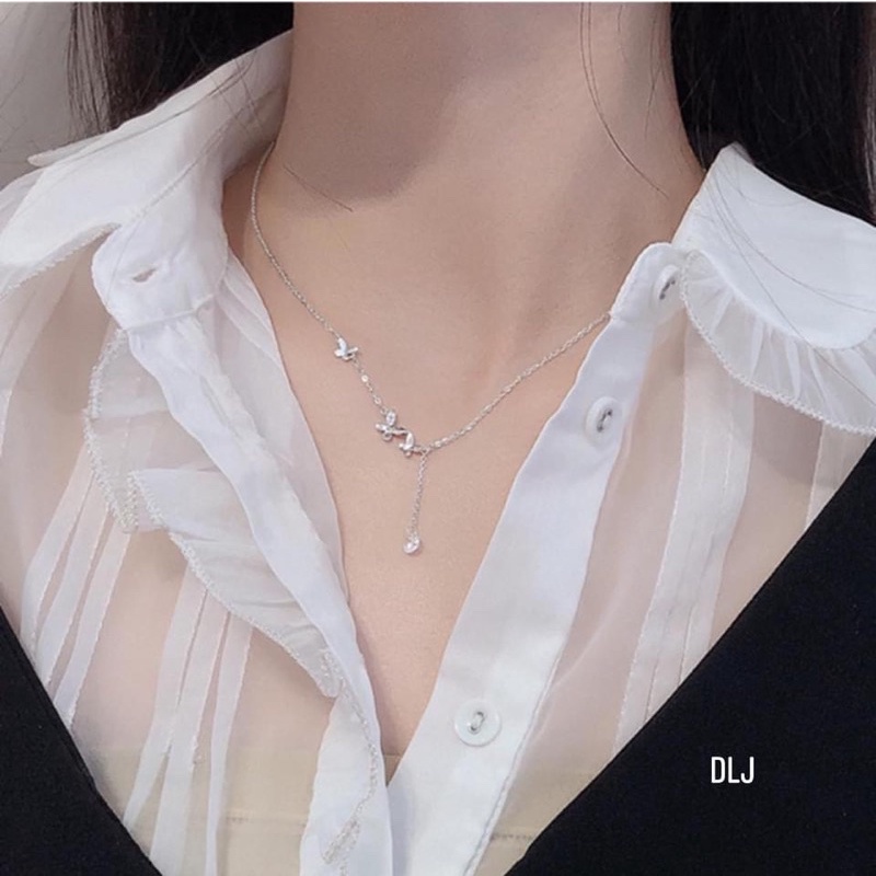 Dây chuyền bạc nữ,vòng cổ  liền mặt bươm bướm xinh xắn-Bạc Ngọc Anh