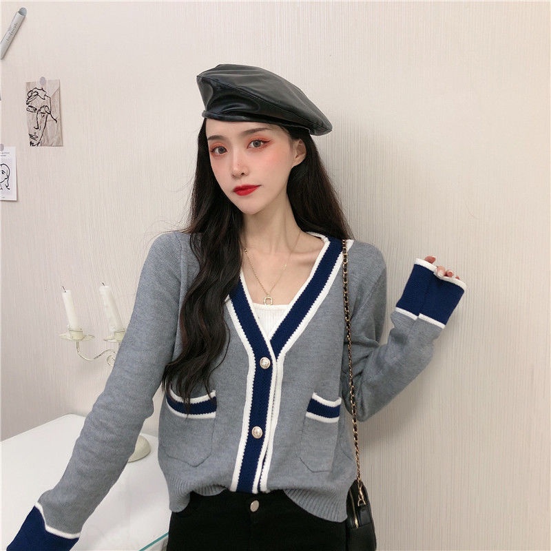 COZOK Áo cardigan Dệt Kim Tay Dài Cổ Chữ V Dễ Phối Đồ Hợp Thời Trang