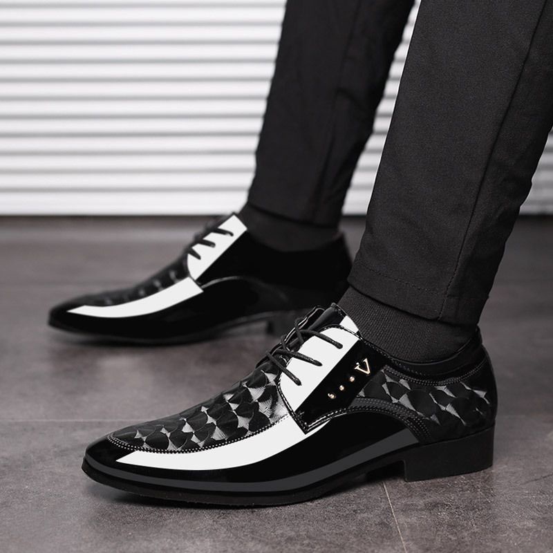 Giày Tây Chất Liệu Bằng Da Màu Đen Chống Trượt 20% Size 46 / 47 / 48 Giày Cưới Mũi Nhọn Tăng Chiều Cao Sang Trọng