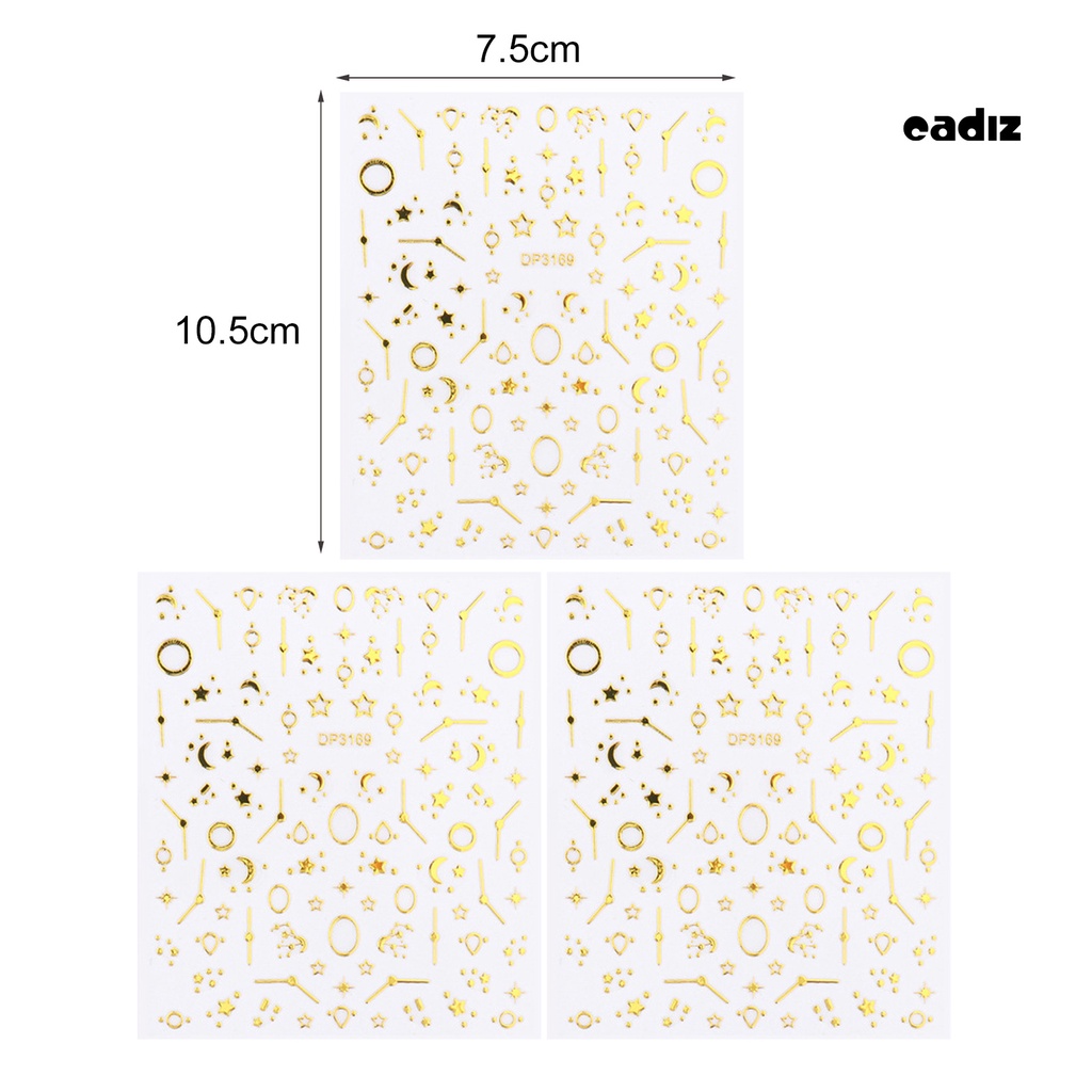 Bộ 3 Miếng Dán Trang Trí Móng Tay Không Phai Kiểu Hình Học Siêu Mỏng Sang Trọng