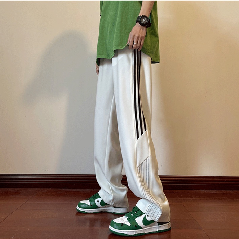 Quần ống rộng Họa Tiết Kẻ Sọc Phong Cách Hàn Quốc Thời Trang Cho Nam Size M-3XL