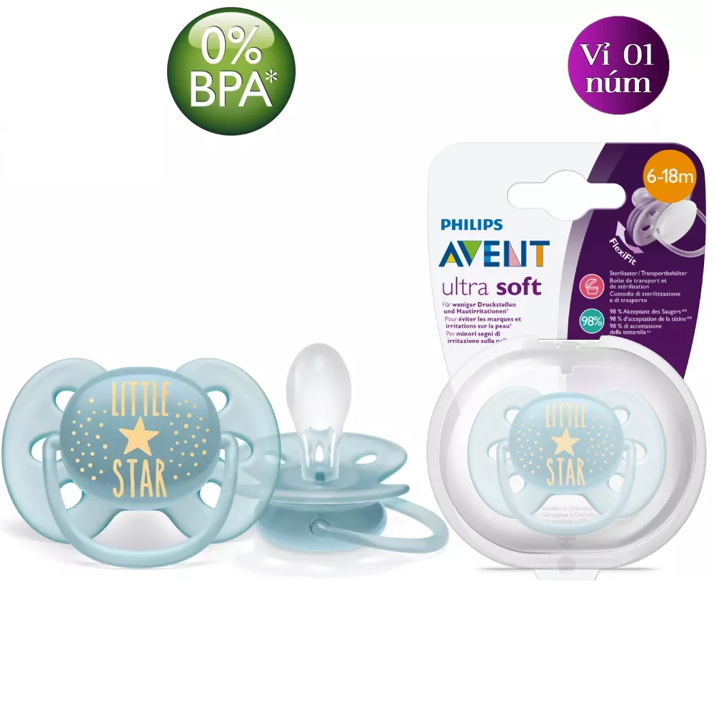 Núm ti giả Philips Avent Núm ty ngậm Avent Ultra Air Soft Thông Khí Siêu Mềm Có Chỉnh Nha - 1 Đổi 1 Nếu Lỗi NSX