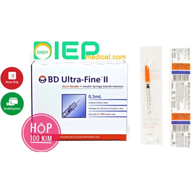 ✅ BD ULTRA, OMNICAN U100/U40 Hộp 100 CÂY - Kim tiêm Insulin đái tháo đường