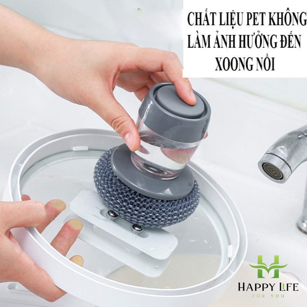 Cọ xoong nồi, miếng chà nồi có ngăn đựng nước rửa - Happy Life 4U