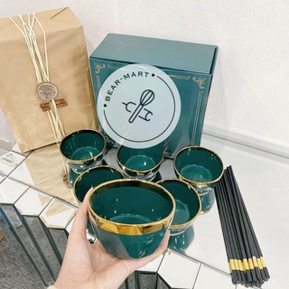 Set bát ăn cơm gồm 6 chén và 6 đôi đũa