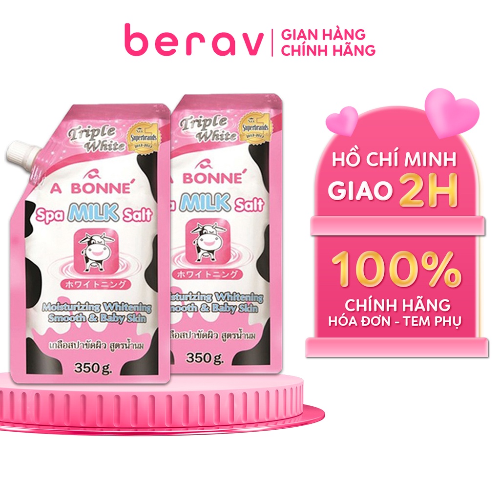 COMBO 2 MUỐI TẮM SỮA BÒ Spa A Bonne' Thái Lan Giúp Tái Tạo Da, Làm Mềm Da 350g (Có Vòi)