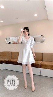 Bigsize Đầm cổ tim phối ren D353