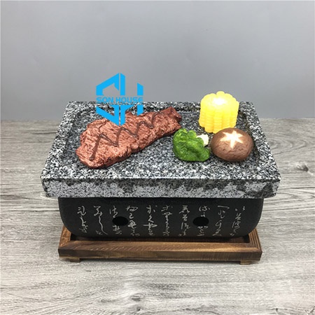 Bếp nướng, lò nướng kiểu Nhật tại bàn bằng đá granite hình chữ nhật