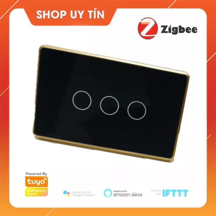 CÔNG TẮC ZIGBEE TUYA VIỀN VÀNG CẢM ỨNG 2 NÚT CHỮ NHẬT ĐIỀU KHIỂN BẬT TẮT HẸN GIỜ TỪ XA QUA ĐIỆN THOẠI