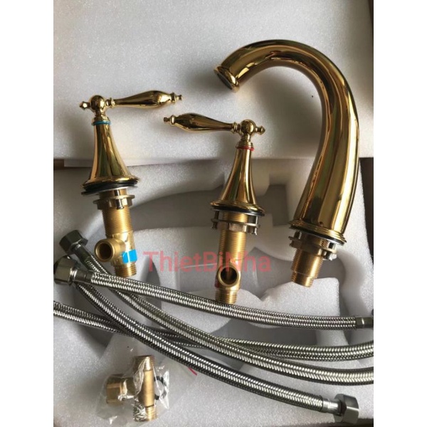 Vòi Lavabo Nóng Lạnh 3 chân Sơn Tĩnh Điện Màu Đen KANISS,Hàng Chính Hãng Bảo Hành 5 năm