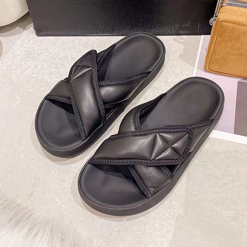 Dép Da Thật Mũi Vuông Đế Dày Thoải Mái Thời Trang Mùa Hè