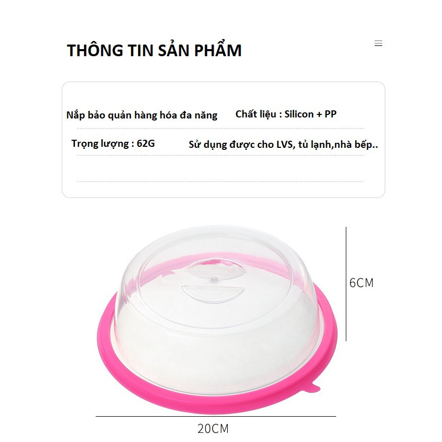 Combo 4 nắp đậy thức ăn tiện lợi trong lò vi sóng, tủ lạnh