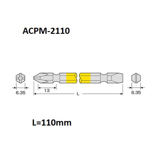 Vỉ 2 mũi vít 2 đầu ACPM-2110 Anex Nhật Bản