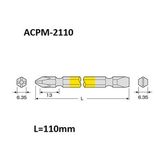 Vỉ 2 mũi vít 2 đầu ACPM-2110 Anex Nhật Bản