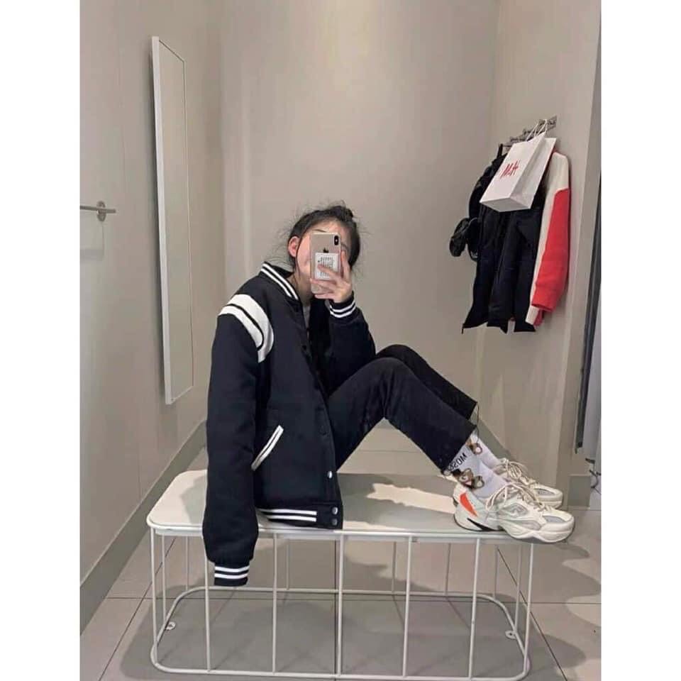 Áo Bomber/ Áo Bóng Chày Thêu Phối Sọc Trắng Phong Cách Trẻ Trung Năng Động - Trend 2021