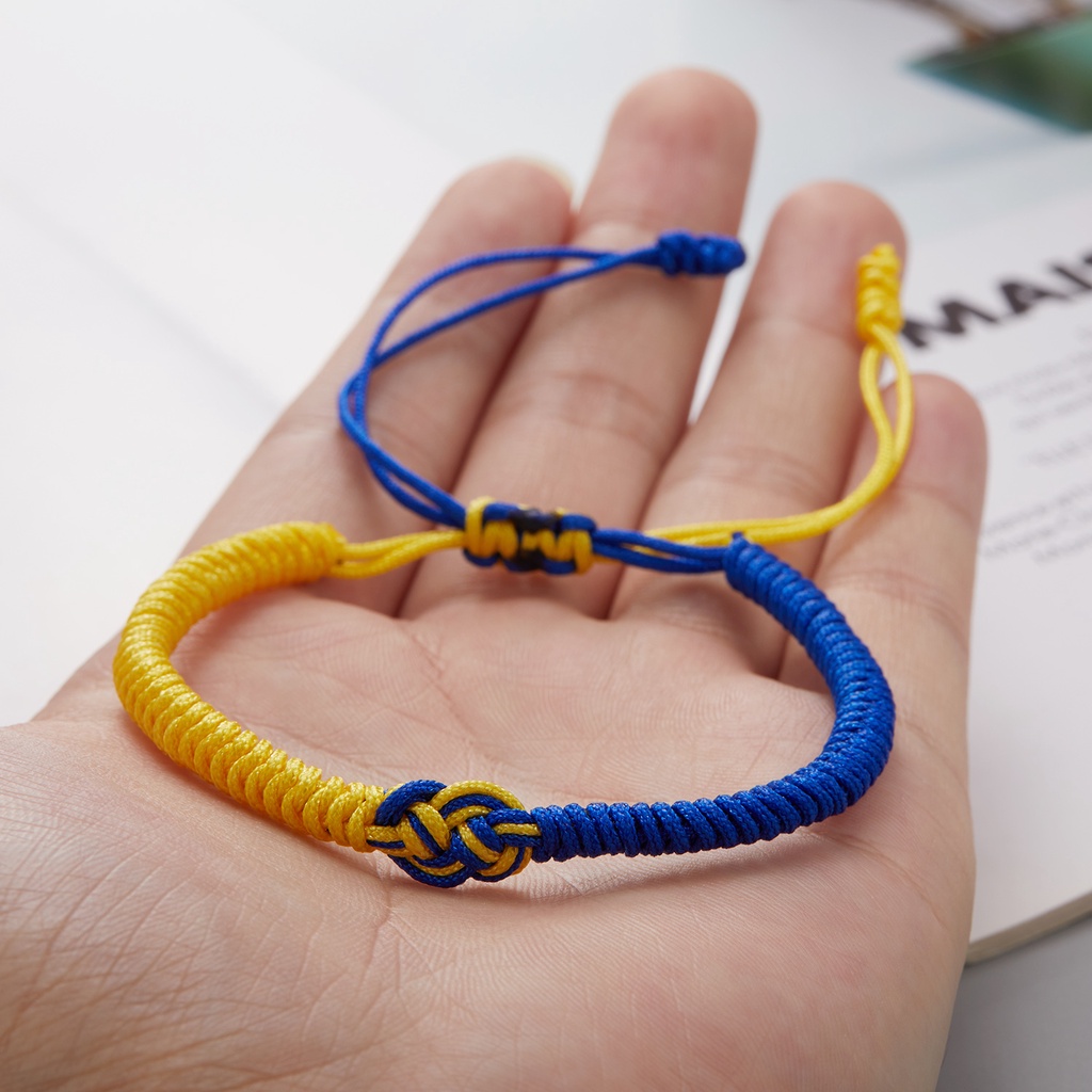 Vòng đeo tay RINHOO dây bện thủ công hai màu sắc kết hợp thắt nút thời trang dành cho cả nam và nữ