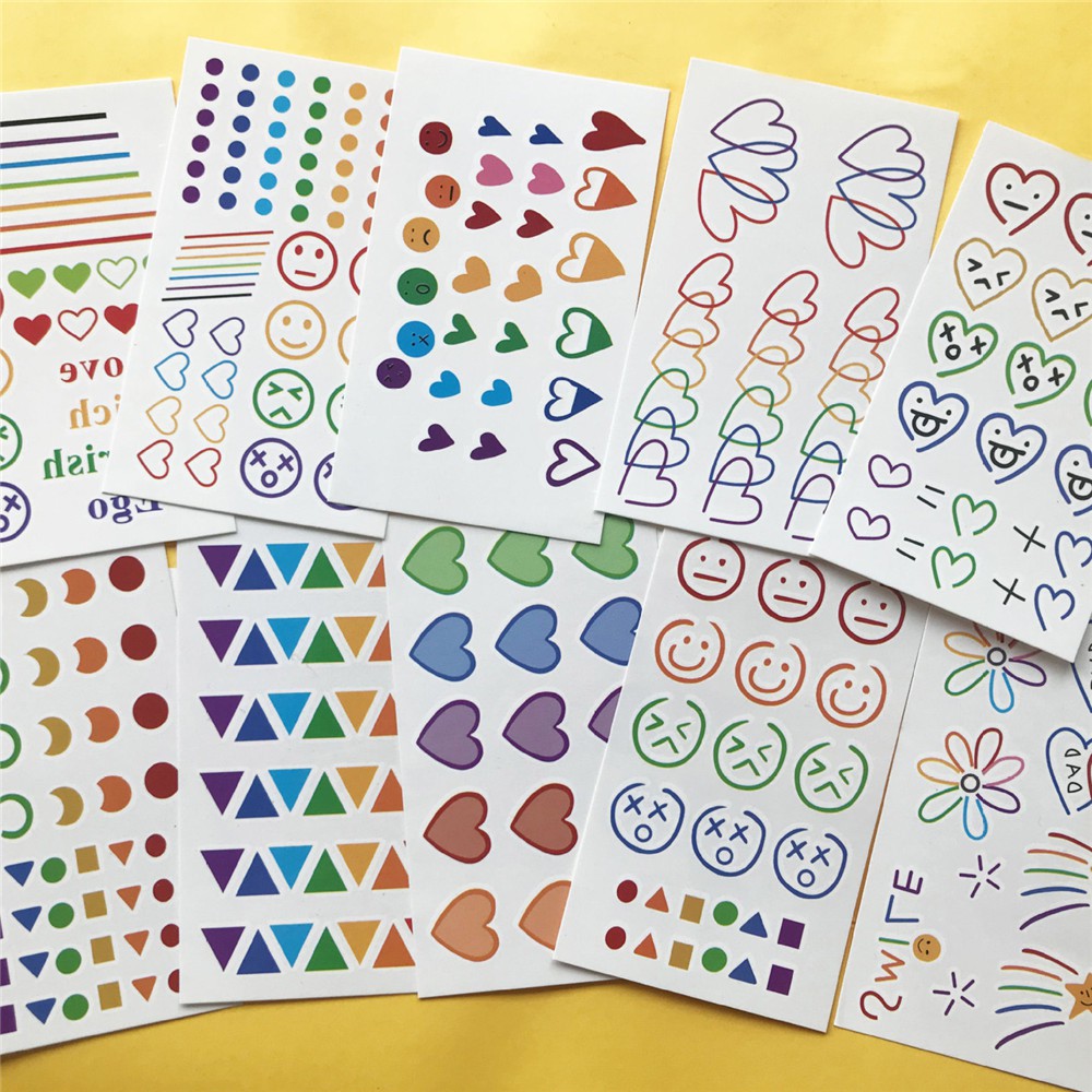 Set 30 miếng dán hình xăm hình mặt cười phong cách Hàn Quốc dễ thương