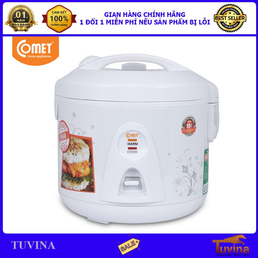 [Mã 159ELSALE hoàn 7% đơn 300K] Nồi Cơm Điện Comet 1.2 Lít CM8028 - Nắp Gài - Hàng Chính Hãng (Bảo Hành 12 Tháng)