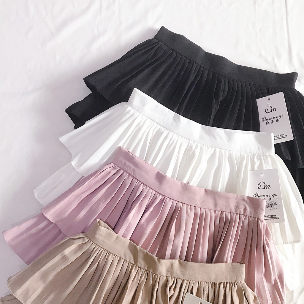 Chân váy ly 2 tầng dáng ngắn 4 màu Lovi