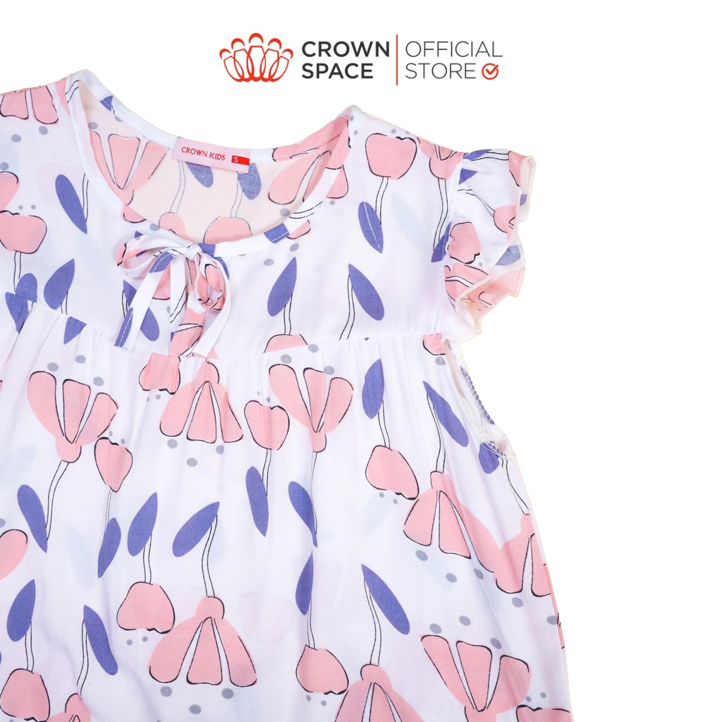 Bộ Mặc Nhà Bé Gái Hoa Tím Chính Hãng Crown Kid CKGS2911206.P Size 4 - 8