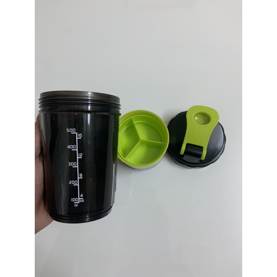 PHỤ KIỆN GYM - SHAKER CYLONE 2 NGĂN BULK POWDER - TEAM VXSTONG BÌNH LẮC WHEY-MASS CHUYÊN DỤNG 500ML - KHÔNG TRÀN NƯỚC