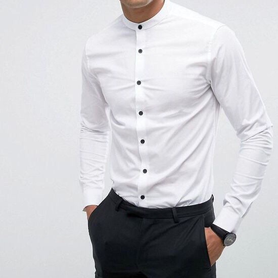 Áo sơ mi dài tay áo kiểu nam công sở hàn quốc đẹp Áo Sơ Mi nam cổ tàu màu trắng LSM002