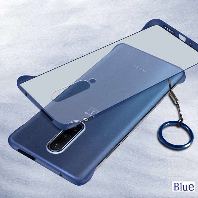 Ốp điện thoại trong suốt viền có màu kèm móc khóa dạng nhẫn tiện lợi cho OnePlus 7 Pro