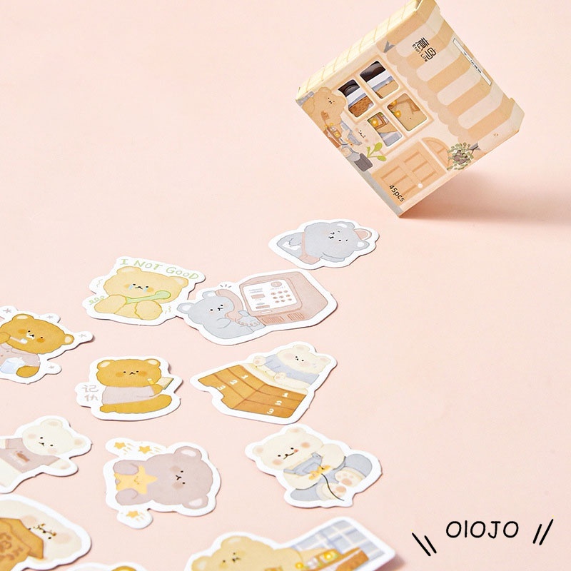 Sticker dán trang trí sổ tay / điện thoại 45 inch hình ngôi nhà gấu hoạt hình xinh xắn