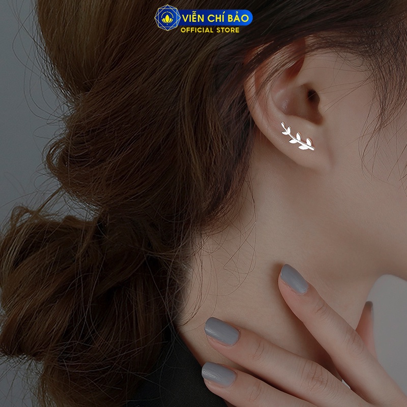 Bông tai bạc nữ cành lá chất liệu bạc 925 thời trang phụ kiện trang sức nữ Viễn Chí Bảo E026