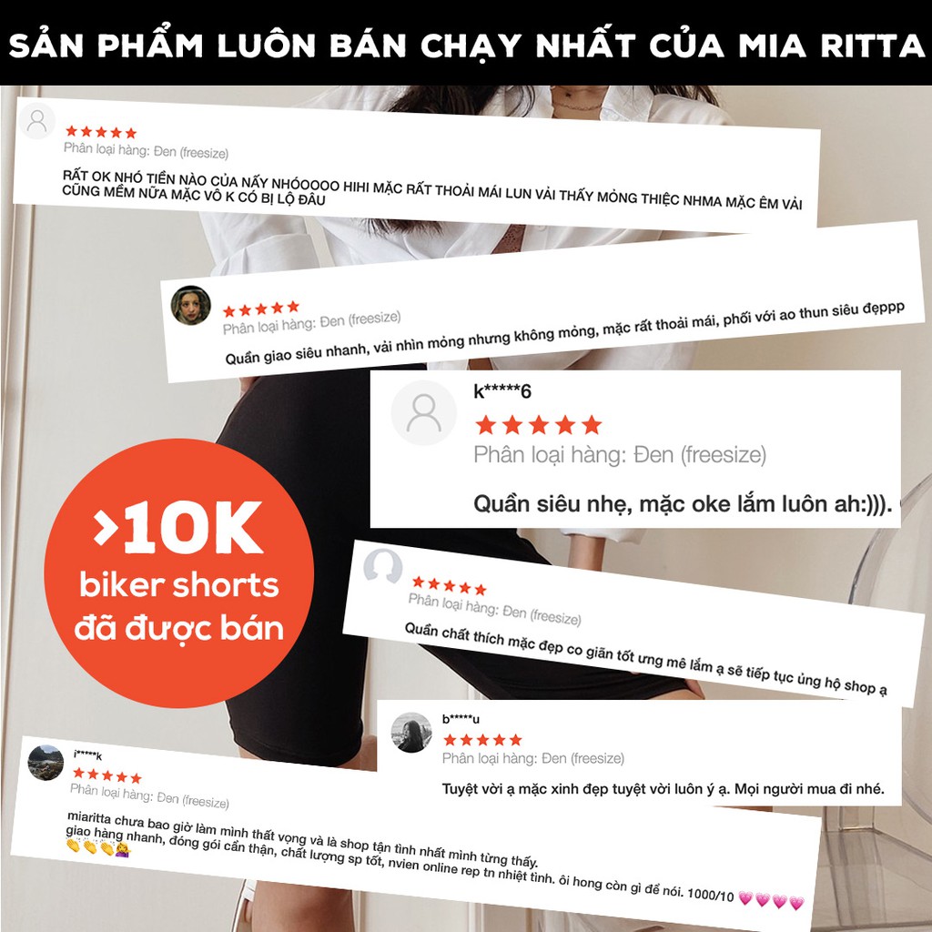 Quần đùi biker short MiaRitta legging lửng ngố cạp cao siêu co giãn freesize Q368 Feedback KH