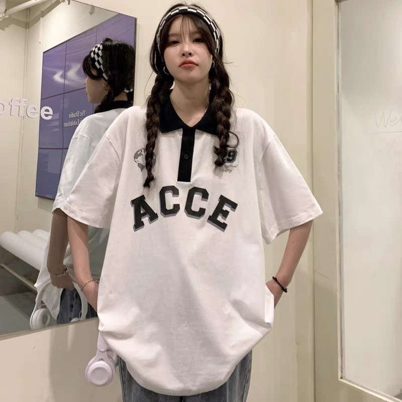 Áo Thun Polo Nam Nữ  Form Rộng Phối Cổ ACCE Vải Dày Mịn Thoáng Mát Thiết Kế Thời Trang Kiểu Dáng Năng Động