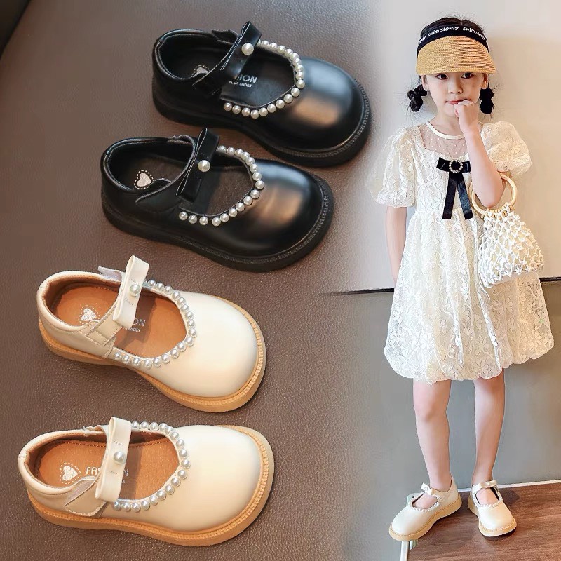 Giày búp bê bé gái - Giày bệt cho bé quai dán ngang gắn nơ, da PU mềm êm đính ngọc chắc chắn xinh xắn QCCC C30 (sz22-31)
