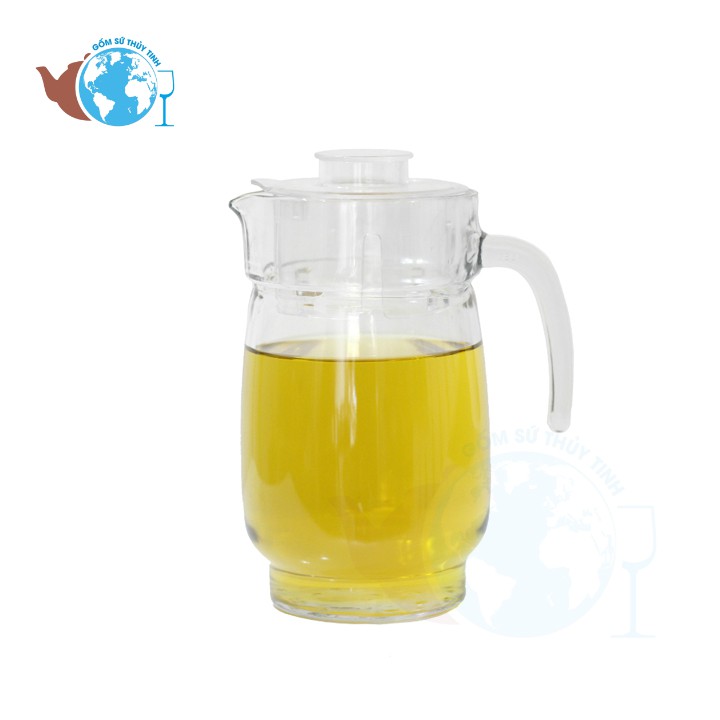 Bình thủy tinh quai cầm dáng BẦU miệng rót 1.6 lít