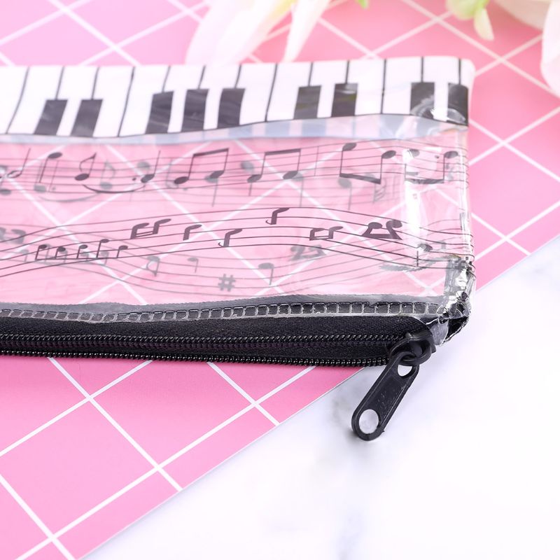 Túi Đựng Bút Bằng Nhựa Trong Suốt Hình Đàn Piano Âm Nhạc Độc Đáo